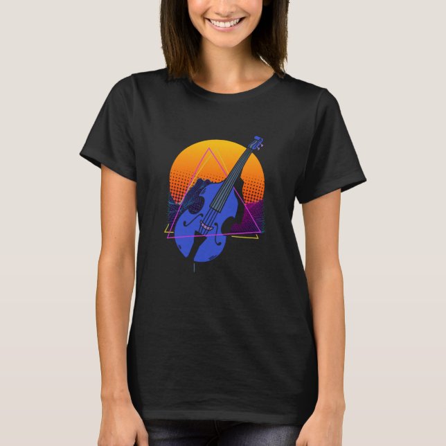 T-shirt Abstract Double Bass Jazz Musician Contrabass Play (Devant)
