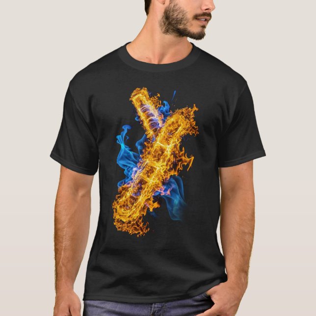 T-shirt Abstract Fire Ice Elemental Magic Clash Gamer (Devant)