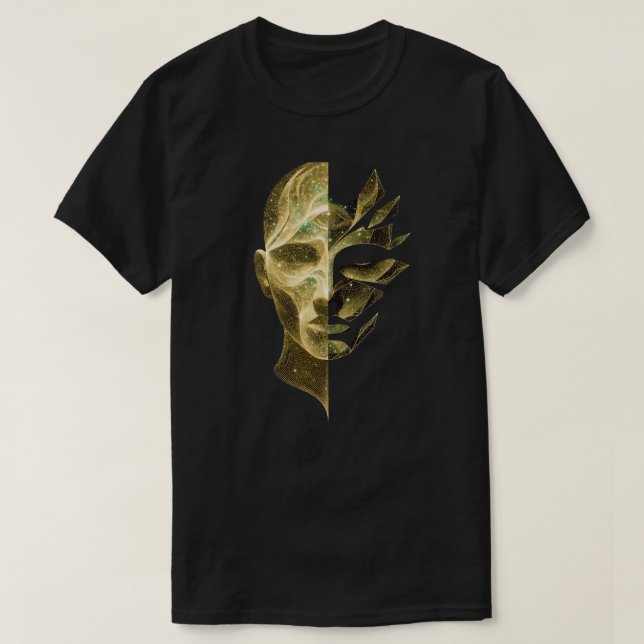T-shirt Abstract Identity Split Face – Layered Cosmic Self (Design devant)