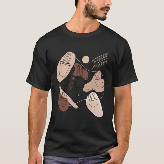 T-shirt Abstract Minimalist Cactus  Aesthetic Boho Cactus  (Devant)