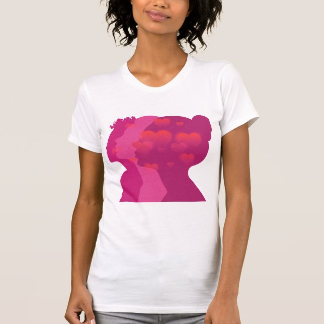 T-shirt Abstract  pink woman silouette T-chirt (Devant)