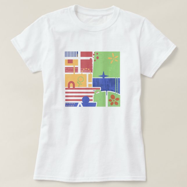 T-shirt Abstract Retro Block Art (Design devant)
