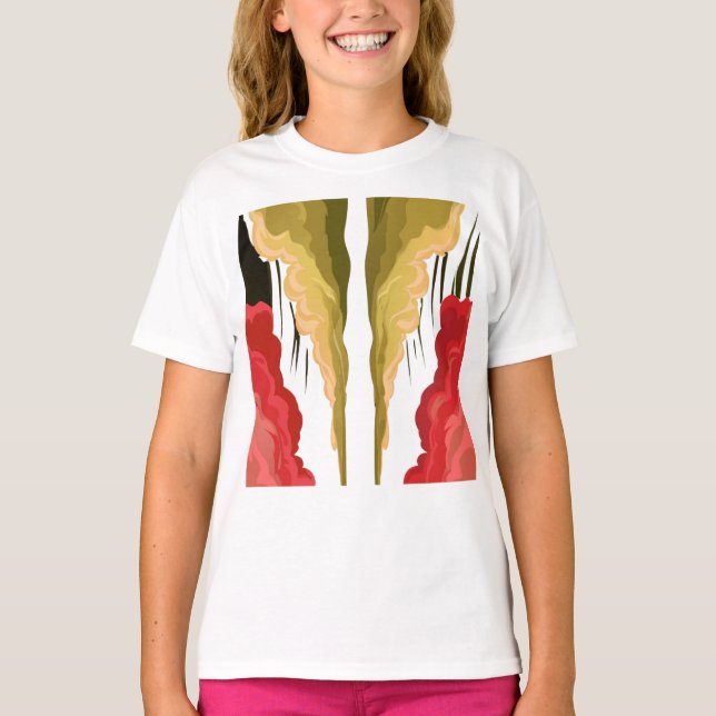 T-shirt Abstract Smoke Burst – Red & Yellow Energy Art (Devant)