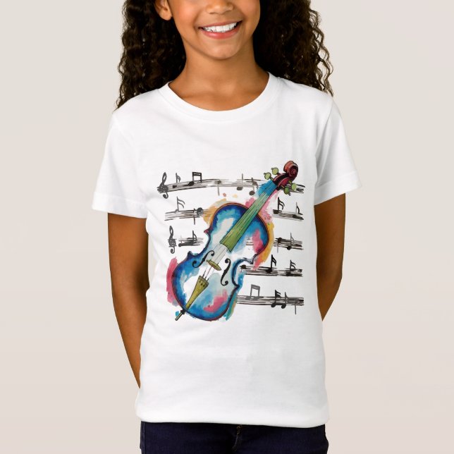 T-Shirt Abstract Violin Girls' Jersey (Devant)