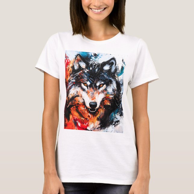 T-shirt Abstract Wild Spirit Wolf (Devant)