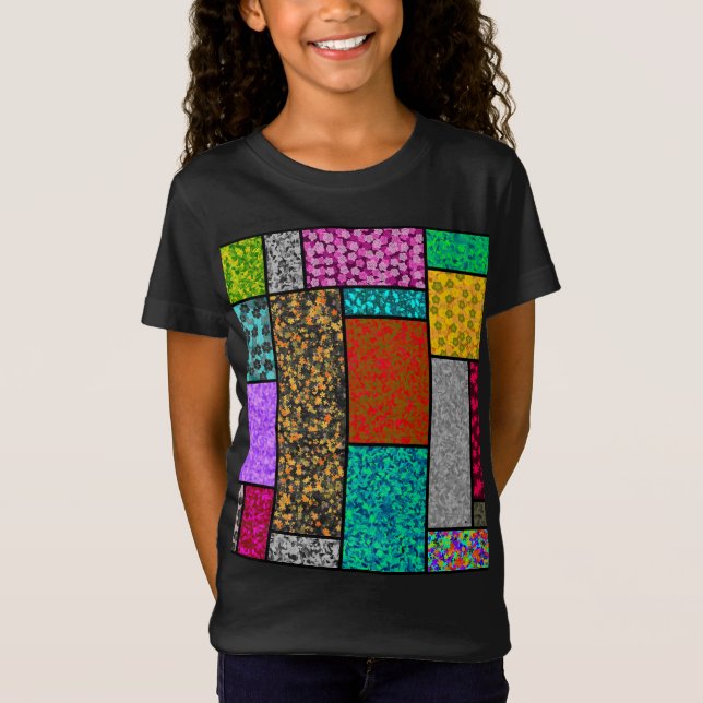 T-Shirt Abstraction de design graphique floral Mondrian (Devant)