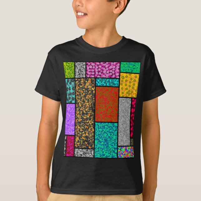 T-shirt Abstraction de design graphique floral Mondrian (Devant)