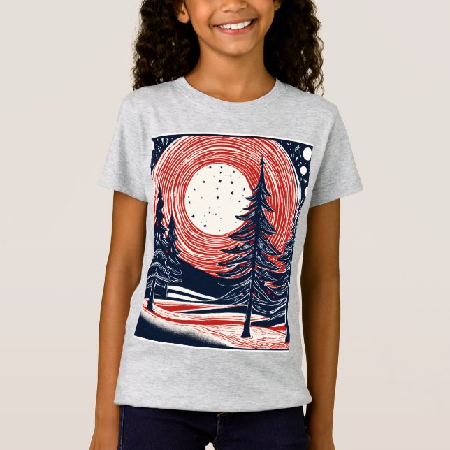 T-Shirt Abstraction de Noël en linogravure inspirée de Gau (Devant)