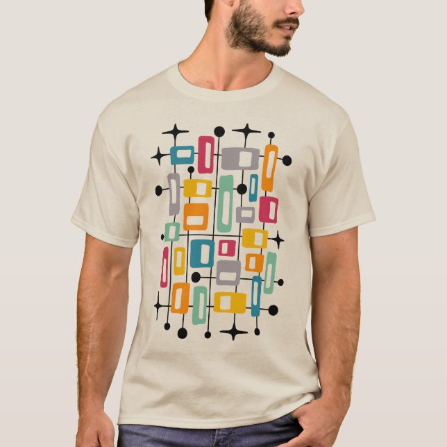 T-shirt Abstrait atomique moderne du milieu du siècle (Devant)