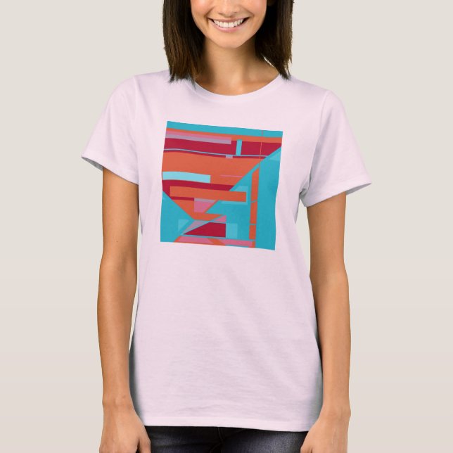 T-shirt Abstrait d'art d'inspiration MCM rouge Bourgogne (Devant)