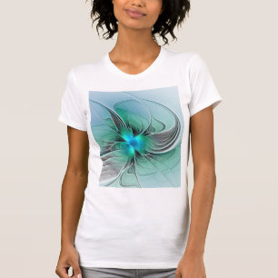 T-shirt Abstrait De Bleu, Art Fractal Moderne