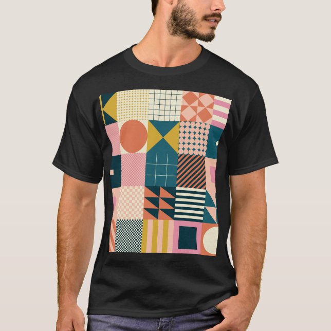 T-shirt Abstrait géométrique moderne : Conception colorée (Devant)