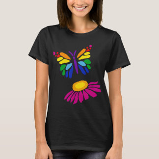 T-shirt Abstrait gras de papillon et de fleurs de confleur