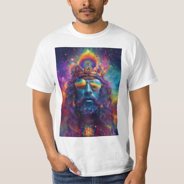 T-shirt abstrait hippy fumant dmt, avec l'univers qui arri (Devant)