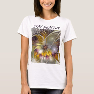 T-shirt Abstrait Imaginaire coloré Fleur Fractal Propre Te
