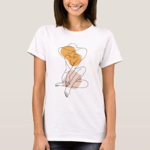 T-shirt Abstrait minimaliste art corporel féminin Floral 