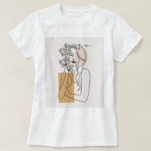 T-Shirt Abstrait Minimaliste Ligne d'Art Femme Flo