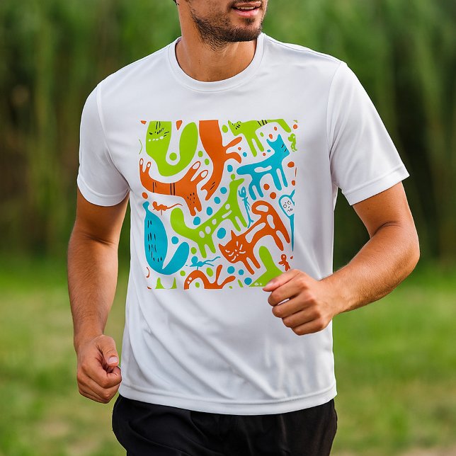 T-shirt Abstrait Motif de chat Whimsical moderne animal de (Créateur téléchargé)