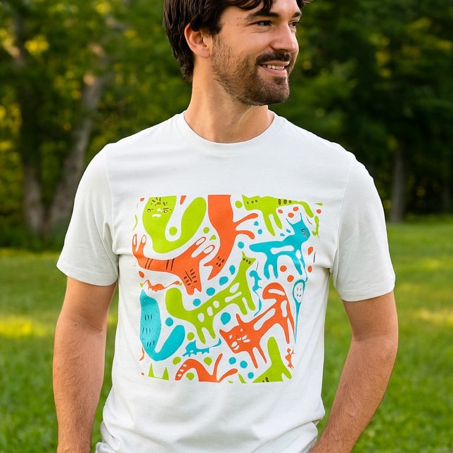 T-shirt Abstrait Motif de chat Whimsical moderne animal de (Créateur téléchargé)