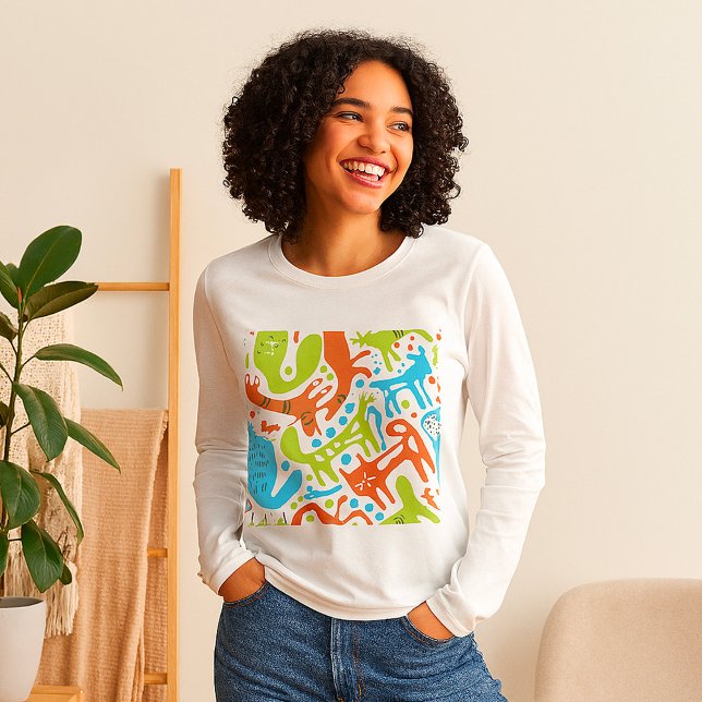 T-shirt Abstrait Motif de chat Whimsical moderne animal de (Créateur téléchargé)