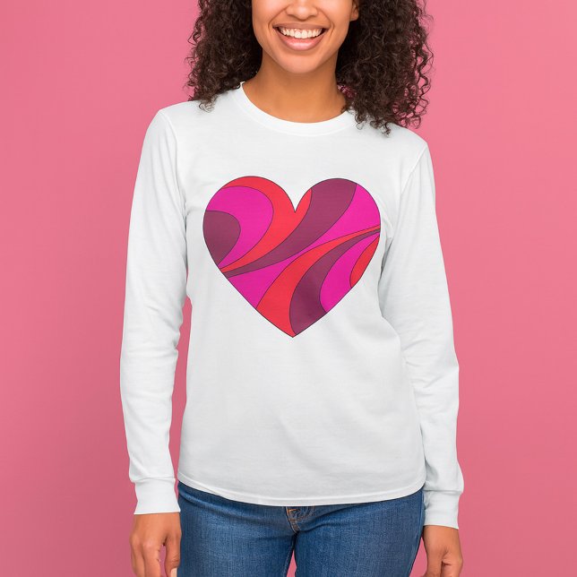 T-shirt Abstrait Motif de la rotation du coeur rouge et ro (Créateur téléchargé)