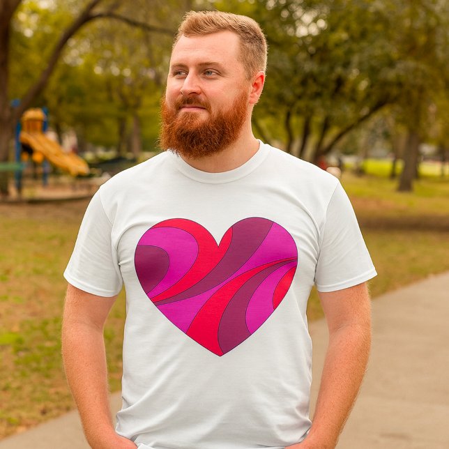 T-shirt Abstrait Motif de la rotation du coeur rouge et ro (Créateur téléchargé)
