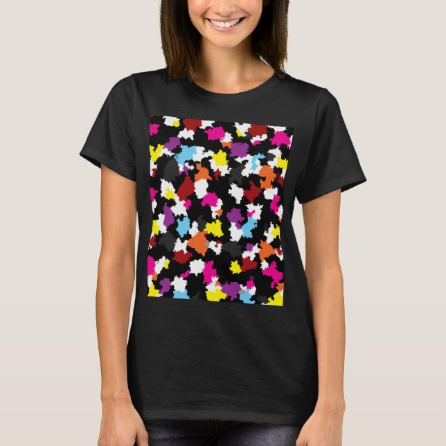 T-shirt Abstrait noir coloré irrégulier (Devant)
