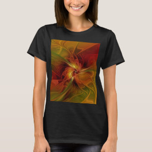 T-shirt Abstrait Rouge Orange Brown Vert Fractal Art Flowe