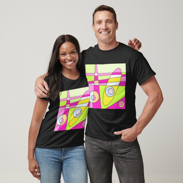 T-shirt Abstrait surf Bright Pink Green Bubblegum (Unisexe)