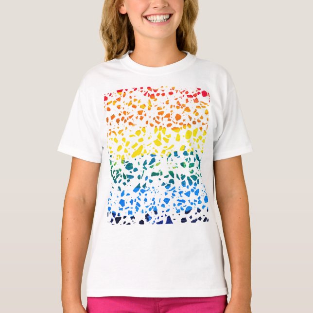 T-shirt Abstrait Terrazzo Mosaic coloré Rainbow Motif (Devant)
