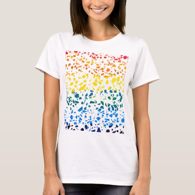 T-shirt Abstrait Terrazzo Mosaic coloré Rainbow Motif (Devant)