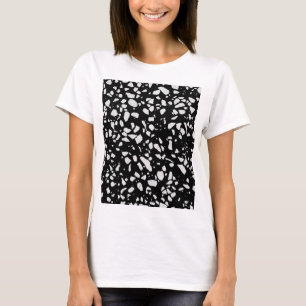 T-shirt Abstrait Terrazzo Mosaic Motif noir et blanc