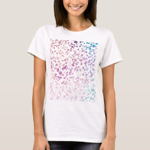 T-shirt Abstrait Terrazzo Mosaic rose et Motif bleu