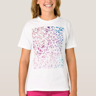 T-shirt Abstrait Terrazzo Mosaic rose et Motif bleu