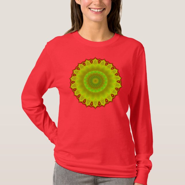 T-shirt abstrait vert de fleur (Devant)