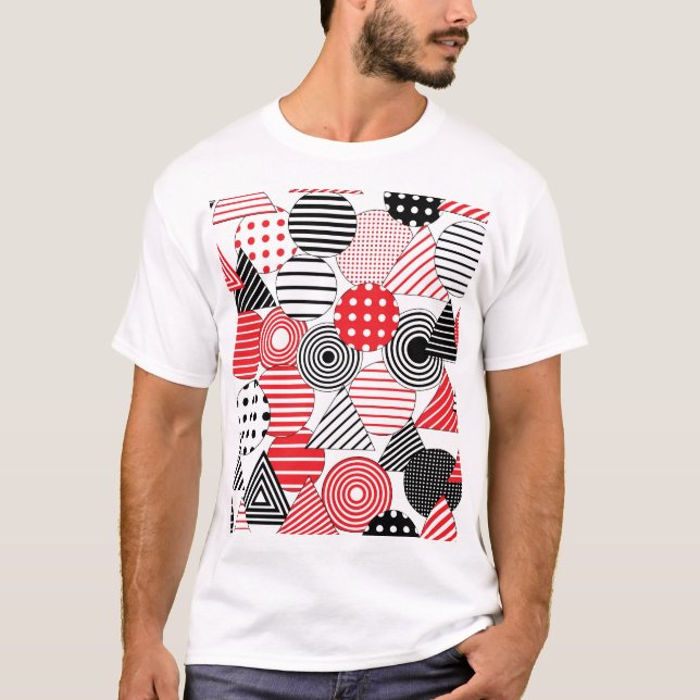 T-shirt Abstrait vintage : points et bandes (Devant)