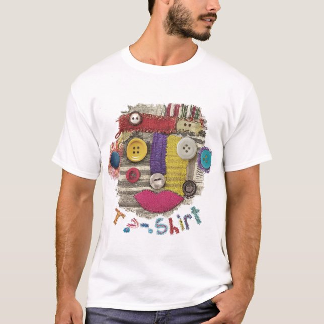 T-shirt Abstrait Visage coloré Artsy amusant Whimsical mod (Devant)