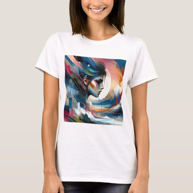 T-shirt Abstrait visage de femme coloré (Devant)