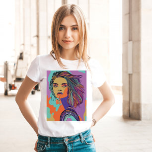 T-shirt Abstrait Visage Whimsical Colorful Artsy Amusant t