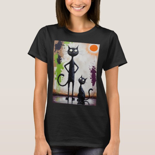 T-shirt Abstraite chemise surréelle - Feline artistique Te (Devant)