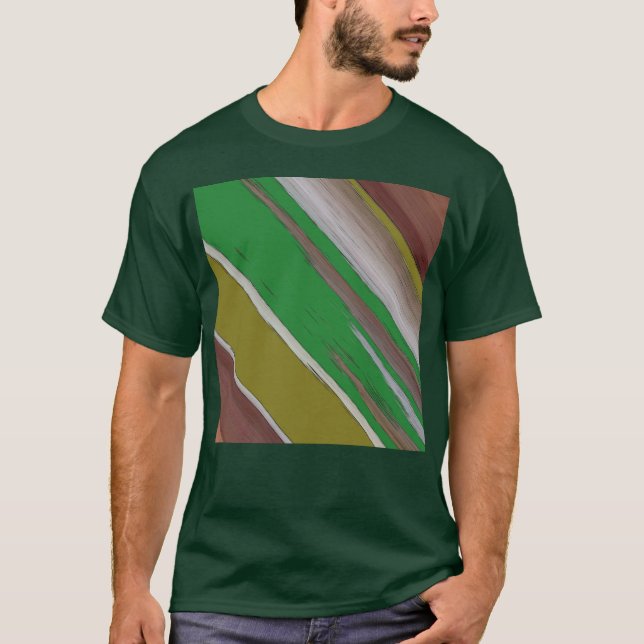 T-shirt Abstraite diagonale verte et Brown (Devant)