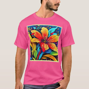 T-shirt Abstraite flambée florale