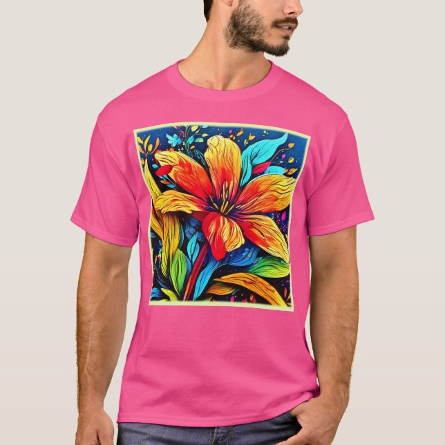 T-shirt Abstraite flambée florale (Devant)