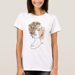 T-shirt Abstraite minimaliste femme face art floral