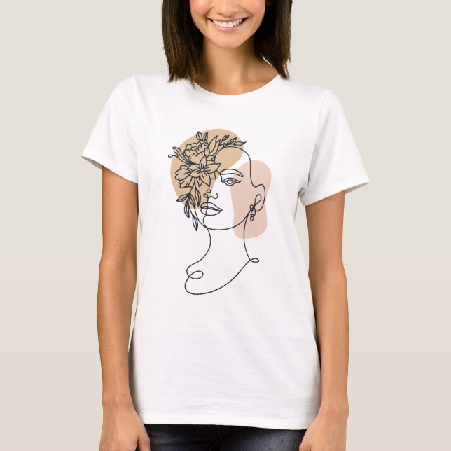 T-shirt Abstraite minimaliste femme face art floral (Devant)