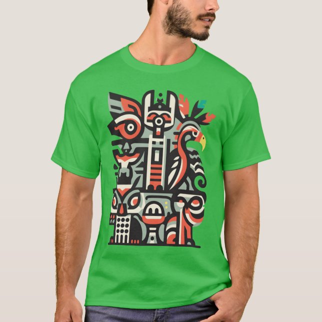 T-shirt abstraits amis de style tiki oiseau (Devant)