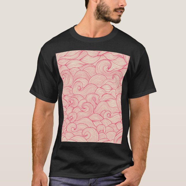 T-shirt Abstraits coups ondulés, motif vintage. (Devant)