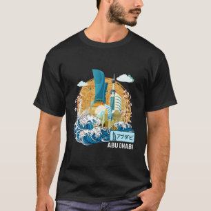 T-shirt Abu Dhabi Uae Japonais Grande vague Kanagawa