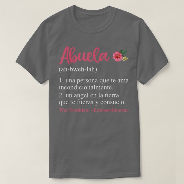 T-shirt Abuela Définition Floral Espagnol Grand-mère, Mère (Design devant)