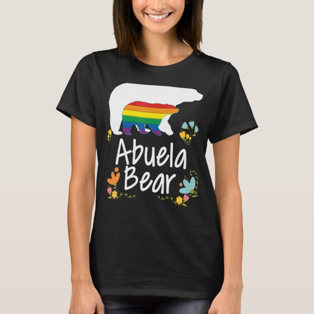 T-shirt Abuela Lgbt Bear Gay Lesbian Pride Rainbow Floral (Devant)
